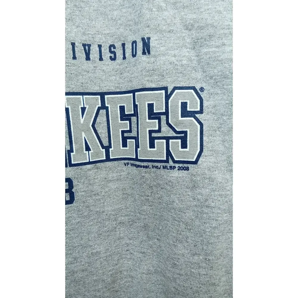 Y2K 2008 New York Yankees Baseball Club Majestic Gray Shirt Men's 2XL